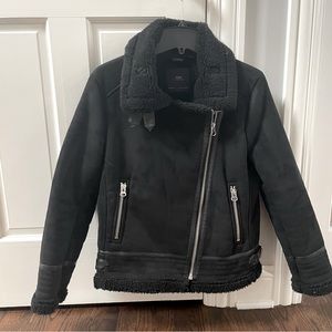 Zara Black contrasting Faux Suede Jacket size M